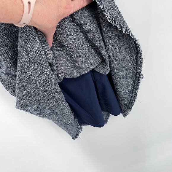 J. McLaughlin Zinnia Tweed Fit & Flare Dress Sz 4 Fringe Accent Navy White - Picture 10 of 13